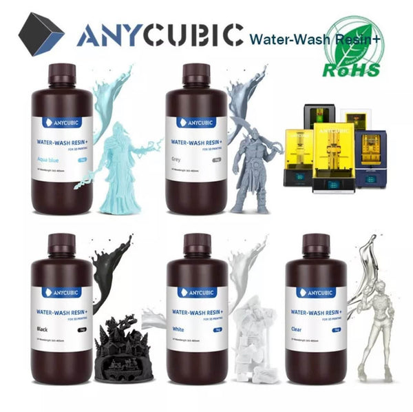 Anycubic Water Washable + UV Resin.